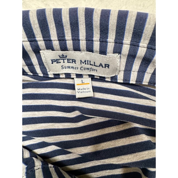 Peter Millar Summer Comfort Polo Shirt Mens Large Stripe Embroidered Golf  L - Picture 3 of 13